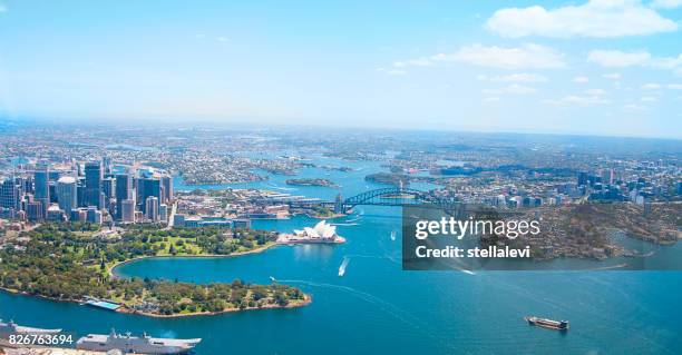 sydney: aerial view - sydney harbour stock pictures, royalty-free photos & images