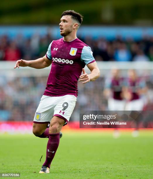 Scott Hogan of Aston Villa during the Sky Bet Championship match between Aston Villa and Hull City at Villa Park on August 05, 2017 in Birmingham,...