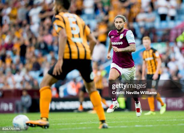 Henri Lansbury of Aston Villa during the Sky Bet Championship match between Aston Villa and Hull City at Villa Park on August 05, 2017 in Birmingham,...