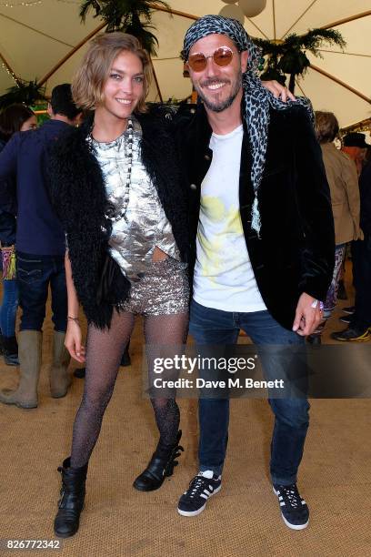 Arizona Muse and Boniface VerneyCarron at the Veuve Clicquot Champagne Bar, Wilderness Festival on August 5, 2017 in UNSPECIFIED, United Kingdom.