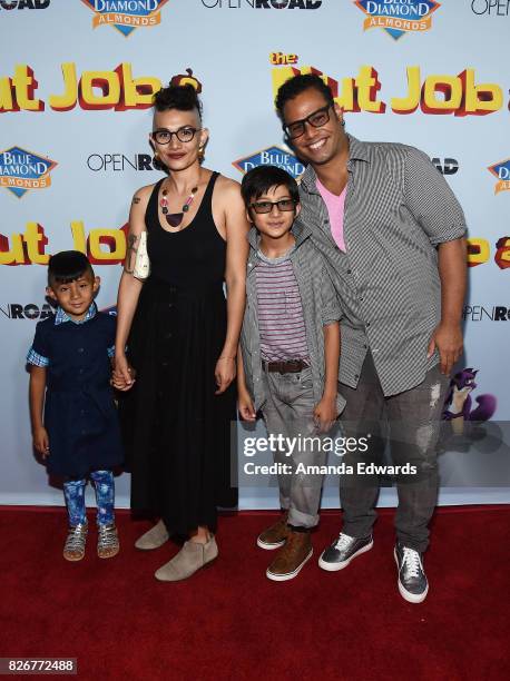 Beatboxer Joshua Silverstein and his family arrive at the premiere of Open Road Films' "The Nut Job 2: Nutty By Nature" at the Regal Cinemas L.A....