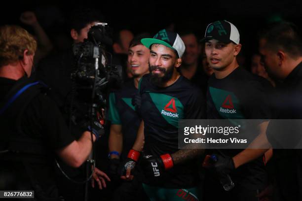 Jose Quinonez of Mexico celebrates the victory against Diego Rivas during the UFC Fight Night Mexico City at Arena Ciudad de Mexico on August 05,...