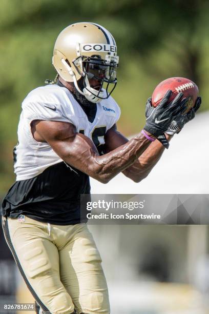 New Orleans Saints wide receiver Brandon Coleman works out during Training Camp on August 05 at the Ochsner Sports Performance Center in Metairie, LA.
