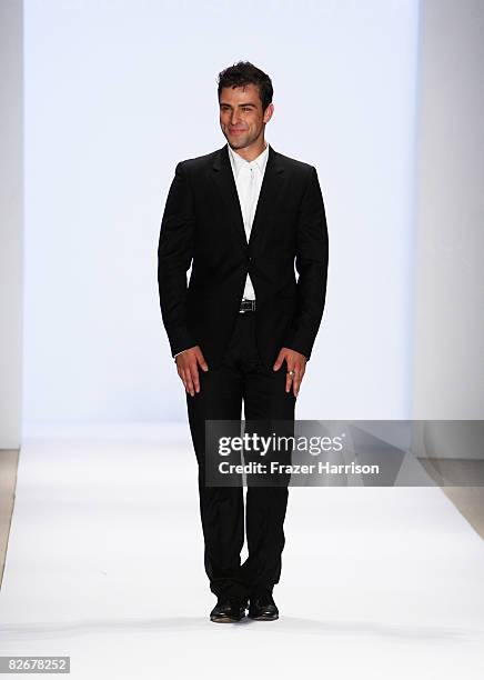 Designer Rubin Singer walks the runway at the Rubin Singer Spring 2009 fashion show during Mercedes-Benz Fashion Week at The Promenade in Bryant Park...