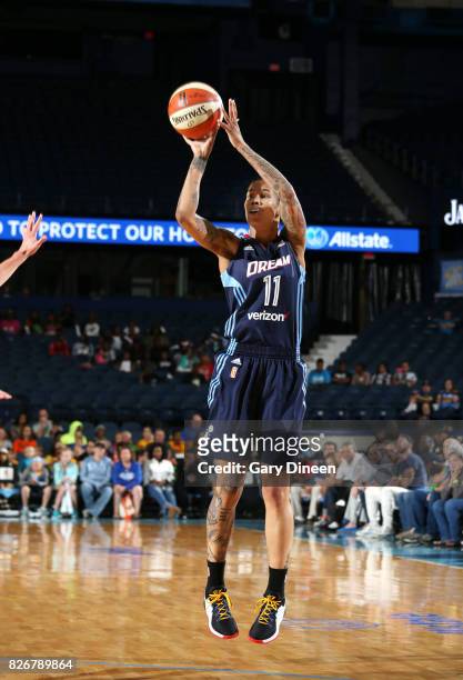 Tamera Young of the Atlanta Dream shoots the ball against the Chicago Sky on August 5, 2017 at Allstate Arena in Rosemont, IL. NOTE TO USER: User...