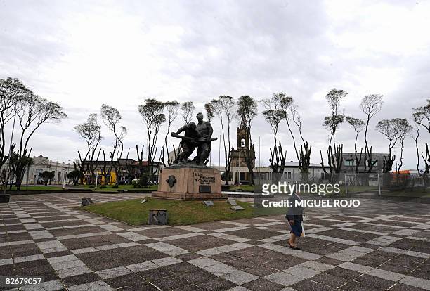 Woman walks in the Founders Square on September 5, 2008 in Nueva Helvecia, --some 120 km west of Montevideo-- the city in which German Nazi criminal...