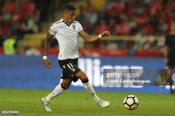 Guimaraes's forward Raphinha from Brasil during the match between SL Benfica and VSC Guimaraes at Estadio Municipal de Aveiro on August 05, 2017 in...