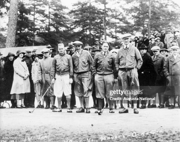 Perry Adair, from left, French Open Champion Jimmy Ockendon, US Open Champion Bobby Jones, and British Open Champion Arthur Havers during the a 1924...