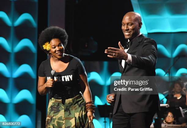 India.Arie and Tyrese perform onstage during Black Girls Rock! 2017 at NJPAC on August 5, 2017 in Newark, New Jersey.