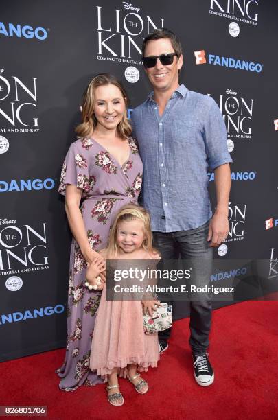 Actor Beverley Mitchell, Kenzie Cameron and Michael Cameron at The Lion King Sing-Along at The Greek Theatre in Los Angeles in celebration of the...