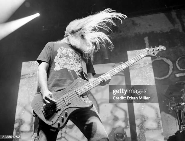 Bassist John Campbell of Lamb of God performs at The Joint inside the Hard Rock Hotel & Casino on August 4, 2017 in Las Vegas, Nevada.