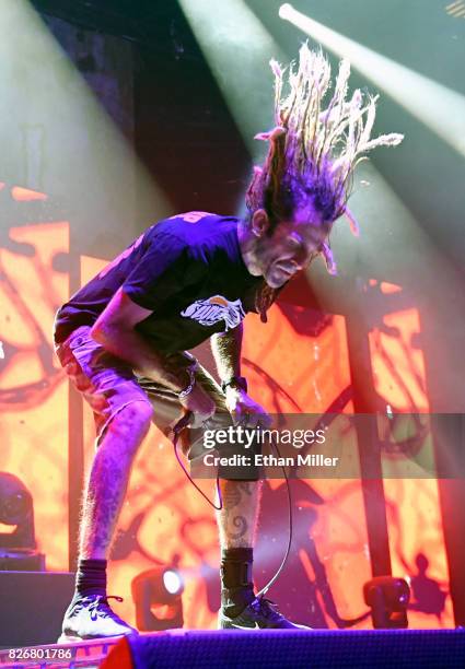 Singer Randy Blythe of Lamb of God performs at The Joint inside the Hard Rock Hotel & Casino on August 4, 2017 in Las Vegas, Nevada.