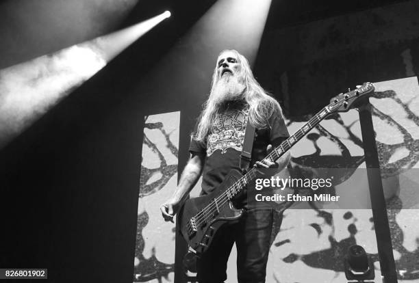 Bassist John Campbell of Lamb of God performs at The Joint inside the Hard Rock Hotel & Casino on August 4, 2017 in Las Vegas, Nevada.