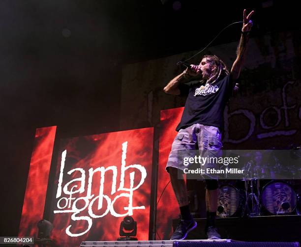 Singer Randy Blythe of Lamb of God performs at The Joint inside the Hard Rock Hotel & Casino on August 4, 2017 in Las Vegas, Nevada.