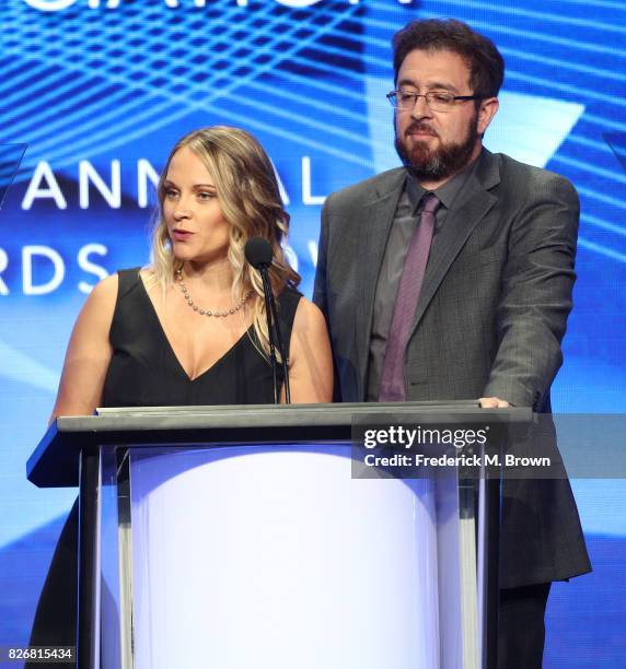 President, Amber Dowling and TCA VP/The Hollywood Reporter's Daniel Fienberg present the award for 'Program of the Year' onstage at the 33rd Annual...