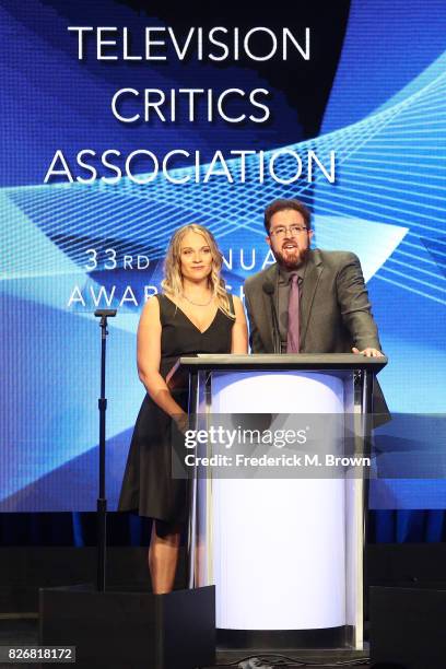 President, Amber Dowling and TCA VP/The Hollywood Reporter's Daniel Fienberg present the award for 'Program of the Year' onstage at the 33rd Annual...