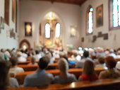 Blurred interior of the church