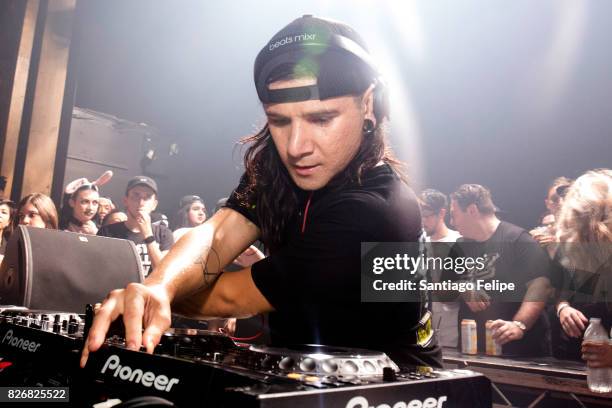 Skrillex performs onstage during 'Webster Hall The End Of An Era' at Webster Hall on August 5, 2017 in New York City.