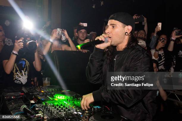 Skrillex performs onstage during 'Webster Hall The End Of An Era' at Webster Hall on August 5, 2017 in New York City.