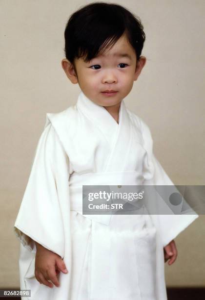 Photo released by the Imperial Household Agency show Japanese Prince Hisahito, son of Prince Akishino and Princess Kiko, is seen at their residence...