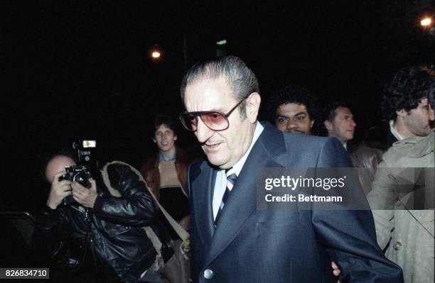 Reputed mafia boss Paul Castellano leaves Federal Court after posting $2 million bail. The 4 other New York City mafia bosses were also indicted on...