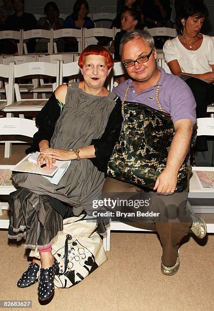 Lynn Yaeger and Mickey Boardman attend the Erin Fetherston Spring 2009 fashion show during Mercedes-Benz Fashion Week at The Promenade in Bryant Park...