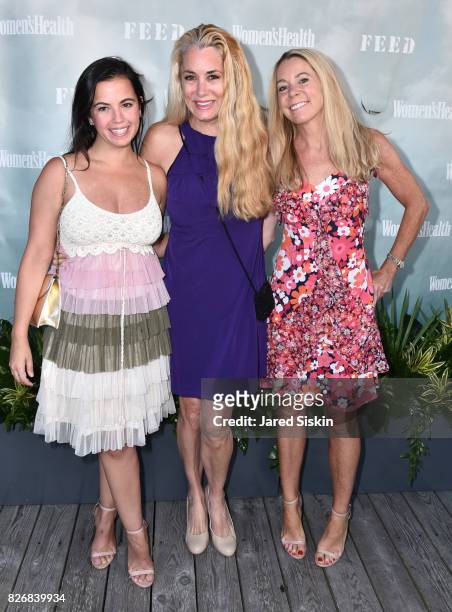 Courtney Daniels, Jen Bawden and Paige Rosscetter attend Women's Health and FEED's 6th Annual Party Under the Stars at Bridgehampton Tennis and Surf...