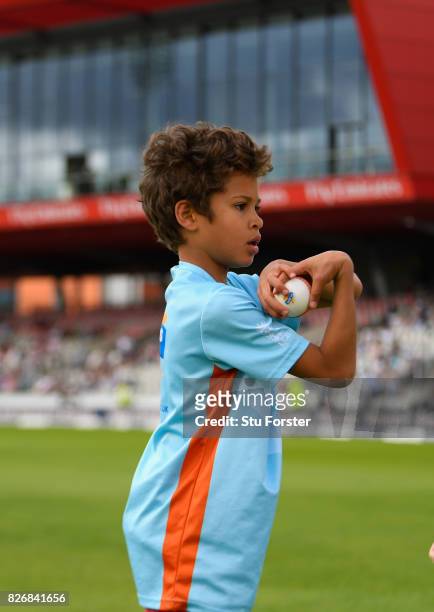 Children partake in ECB All Stars Cricket during the Lunch break during day two of the 4th Investec Test match between England and South Africa at...