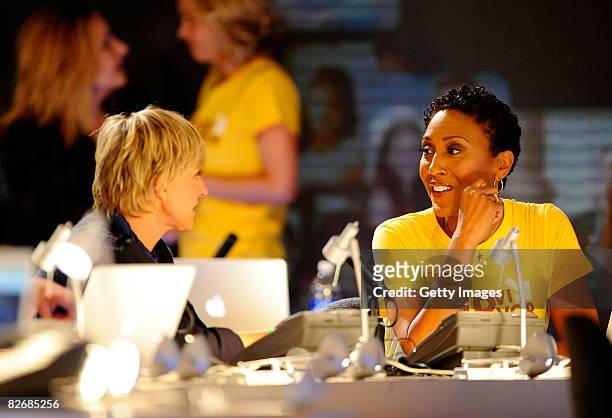 Personality Ellen DeGeneres and Robin Roberts, Co-Anchor of ABC News' Good Morning America arrive at Stand Up For Cancer at the Kodak Theatre on...
