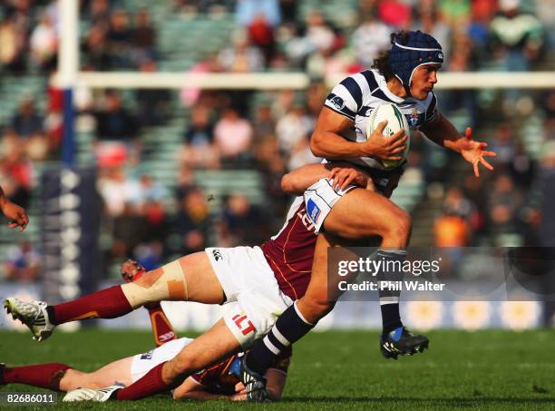 Winston Stanley of Auckland is tackled during the Air New Zealand Cup match between Auckland and Southland at Eden Park on September 6, 2008 in...