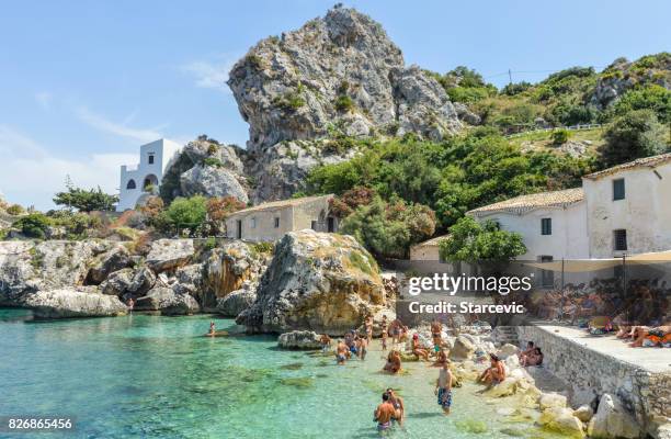 scopello beach in sicily, italy - gulf of palermo stock pictures, royalty-free photos & images