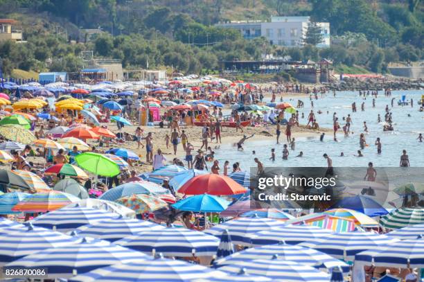 cefalu beach in sicily, italy - gulf of palermo stock pictures, royalty-free photos & images