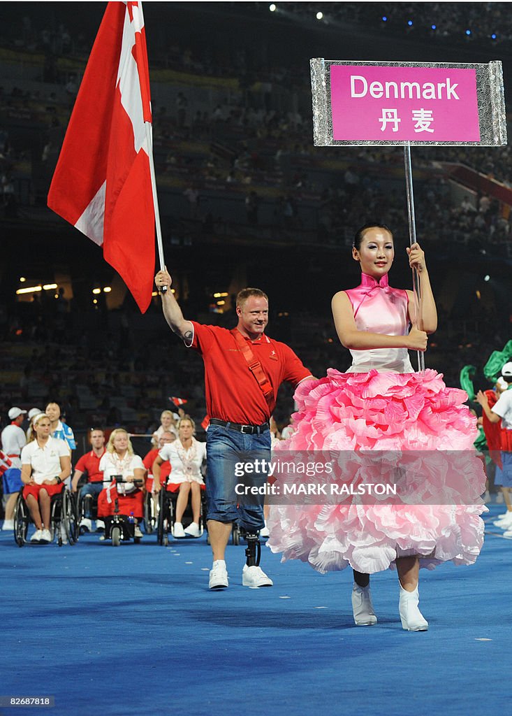 The Denmark delegation parades during th