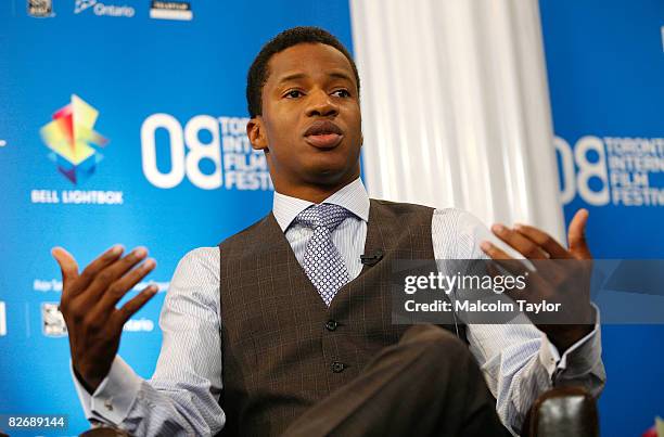 Actor Nate Parker speaks at the "The Secret Life of Bees" press conference during the 2008 Toronto International Film Festival held at the Sutton...