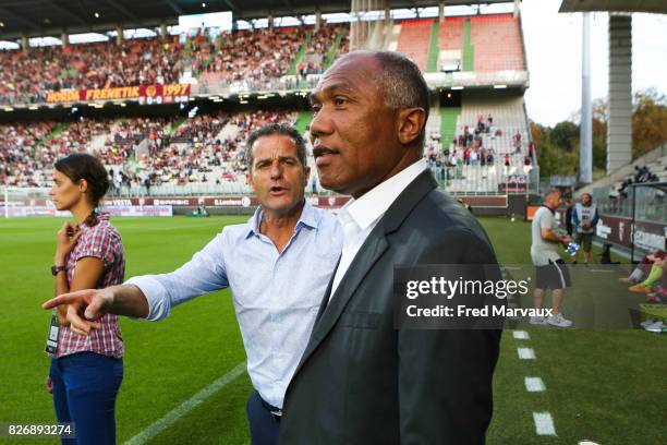 Philippe Hinschberger coach of Metz and Antoine Kombouare coach of Guingamp during the Ligue 1 match between Metz and EA Guingamp on August 5, 2017...