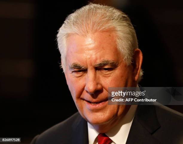 Secretary of State Rex Tillerson arrives for the ASEAN-US Ministerial meeting of the 50th Association of Southeast Asian Nations regional security...