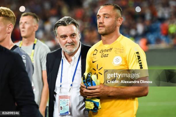 Laurent Nicollin President and Laurrent Pionnier of Montpellier during the Ligue 1 match between Montpellier Herault SC and SM Caen at Stade de la...