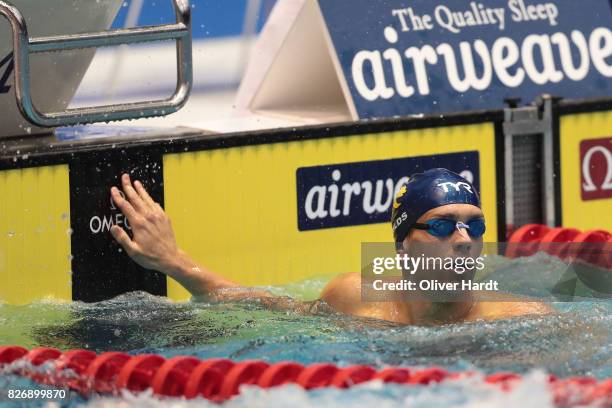 Tom Shields of United States of America compete in the Men's 100m freestyle race during day one of the FINA Airweave Swimming World Cup Berlin 2017...