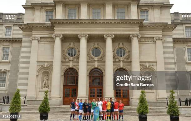 Dublin , Ireland - 6 August 2017; In attendance as an Taoiseach Leo Varadkar T.D. Meets the captains of each of the 12 competing teams in the Women's...