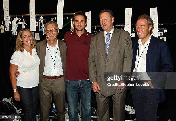 Golfer Cristie Kerr, President of Lacoste Michel Lacoste, American professional tennis player Andy Roddick, Steve Wood and Christophe Chenut pose...