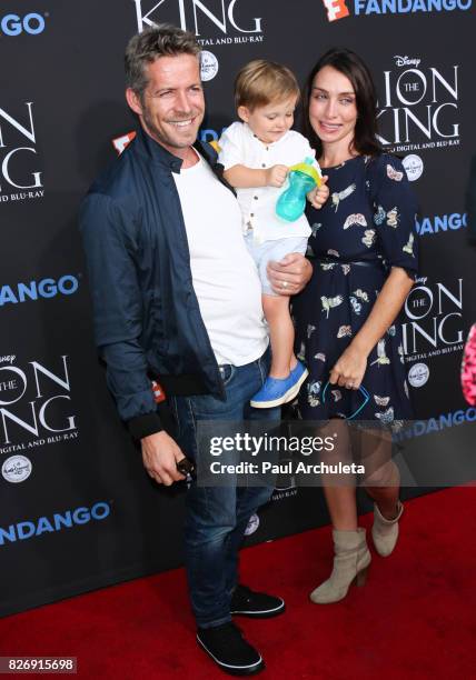 Actor Sean Maguire, Flynn Patrick Maguire and Tanya Flynn attend the "The Lion King" sing-along and screening at The Greek Theatre on August 5, 2017...