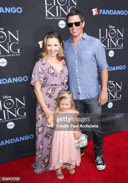 Beverley Mitchell, Kenzie Cameron and Michael Cameron attend the "The Lion King" sing-along and screening at The Greek Theatre on August 5, 2017 in...