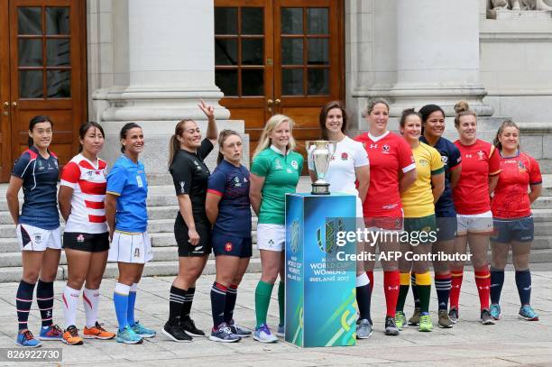 Hong Kong's captain Chow Mei Nan, Japan's captain Seina Saito, Italy's captain Sara Barattin, New Zealand's captain Fiaoo Faamausili, France's...