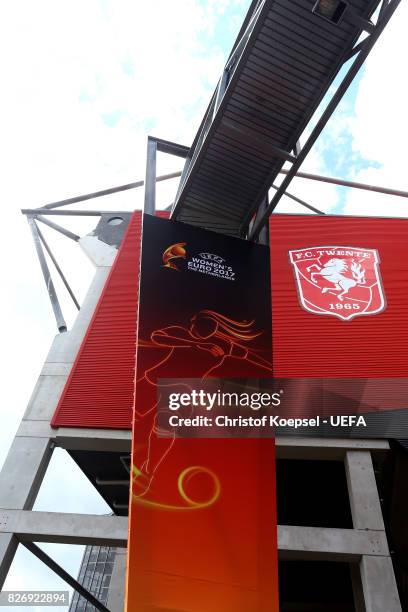 General view of the of the De Grolsche Veste Stadium prior to the UEFA Women's Euro 2017 Final between Denmark and Netherlands at De Grolsch Veste...