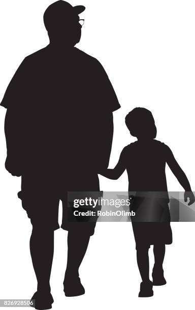 bildbanksillustrationer, clip art samt tecknat material och ikoner med farfar med barnbarn - ensam pappa
