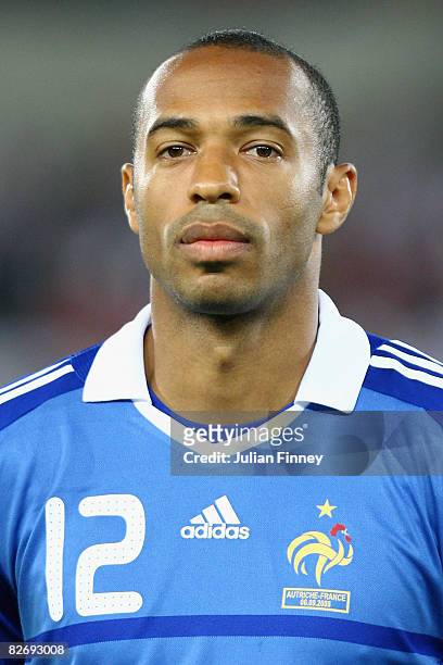 Thierry Henry of France looks on before the FIFA2010 World Cup Qualifier Group 7 match between Austria and France at the Ernst-Happel Stadium on...