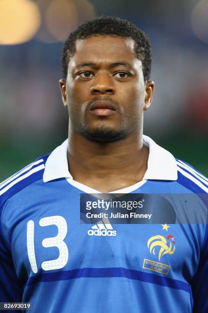 Patrice Evra of France looks on before the FIFA2010 World Cup Qualifier Group 7 match between Austria and France at the Ernst-Happel Stadium on...