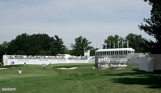 Course scenic of the 18th green during the weather-delayed second round of the BMW Championship held at Bellerive Country Club on September 6, 2008...