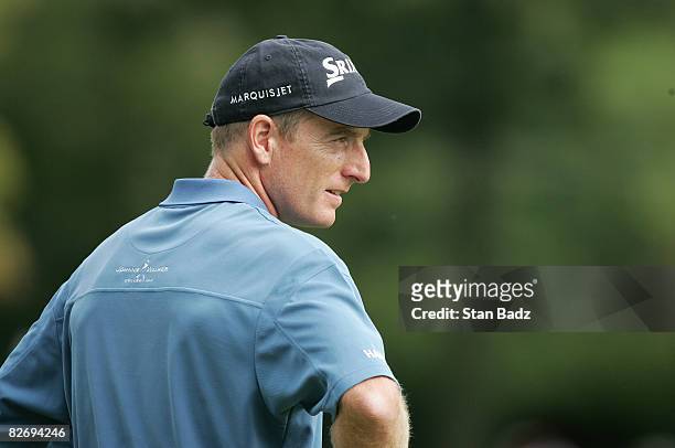 Jim Furyk watches play from the eighth fairway during the third round of the BMW Championship held at Bellerive Country Club on September 6, 2008 in...