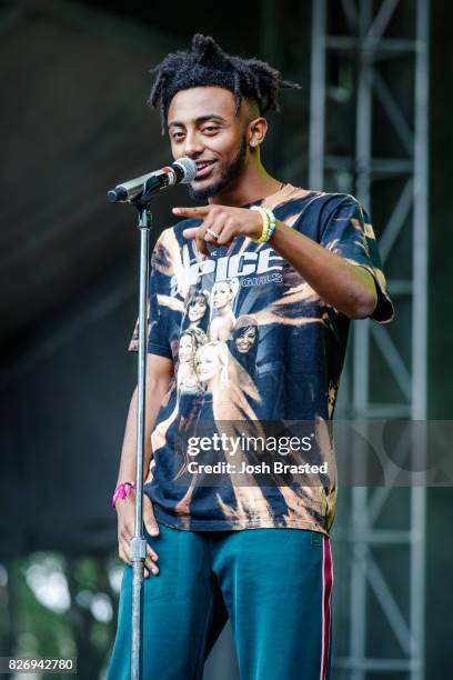 Rapper Amine performs at Lollapalooza 2017 at Grant Park on August 5, 2017 in Chicago, Illinois.